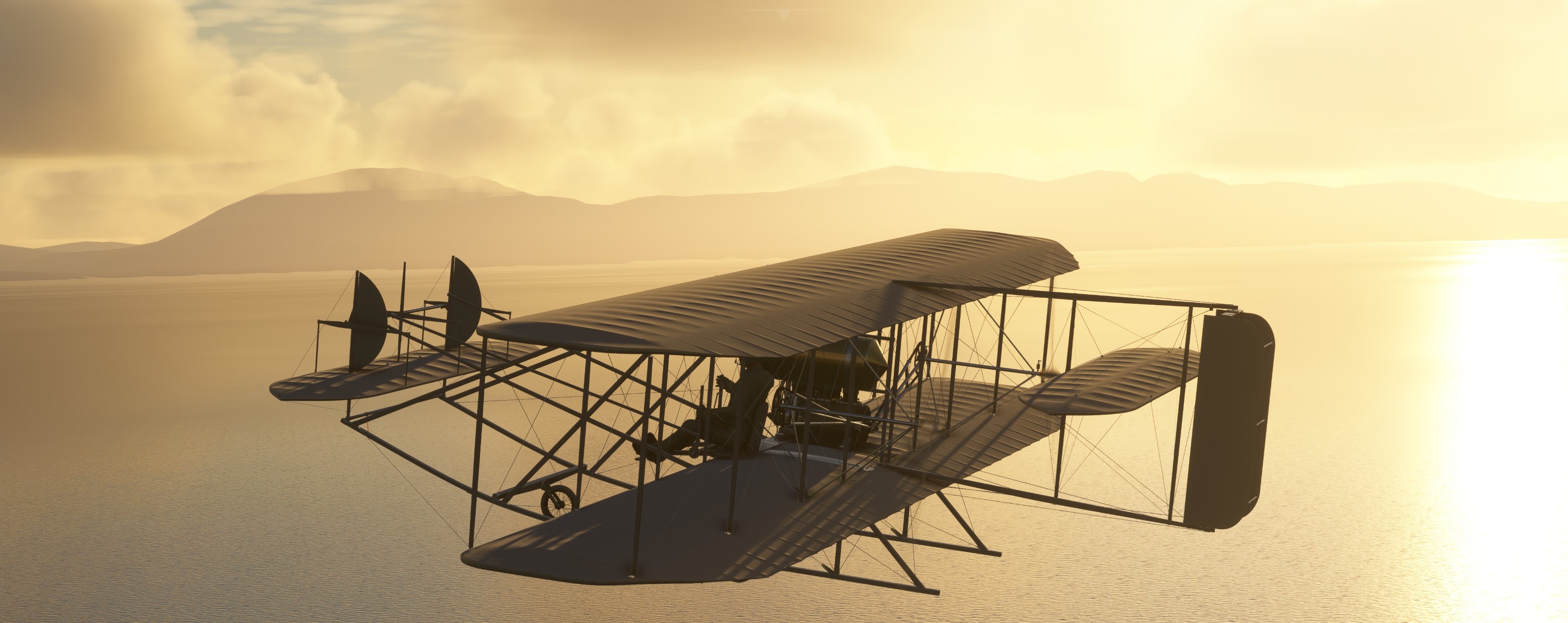 Wright Military Flyer cinematic fly-by rear angle in MSFS